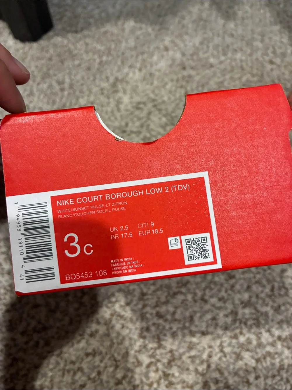 Nike Baby White Sneakers with Coral - Picture 5 of 5